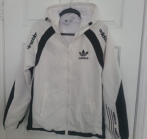 Adidas Black and White Logo Jacket